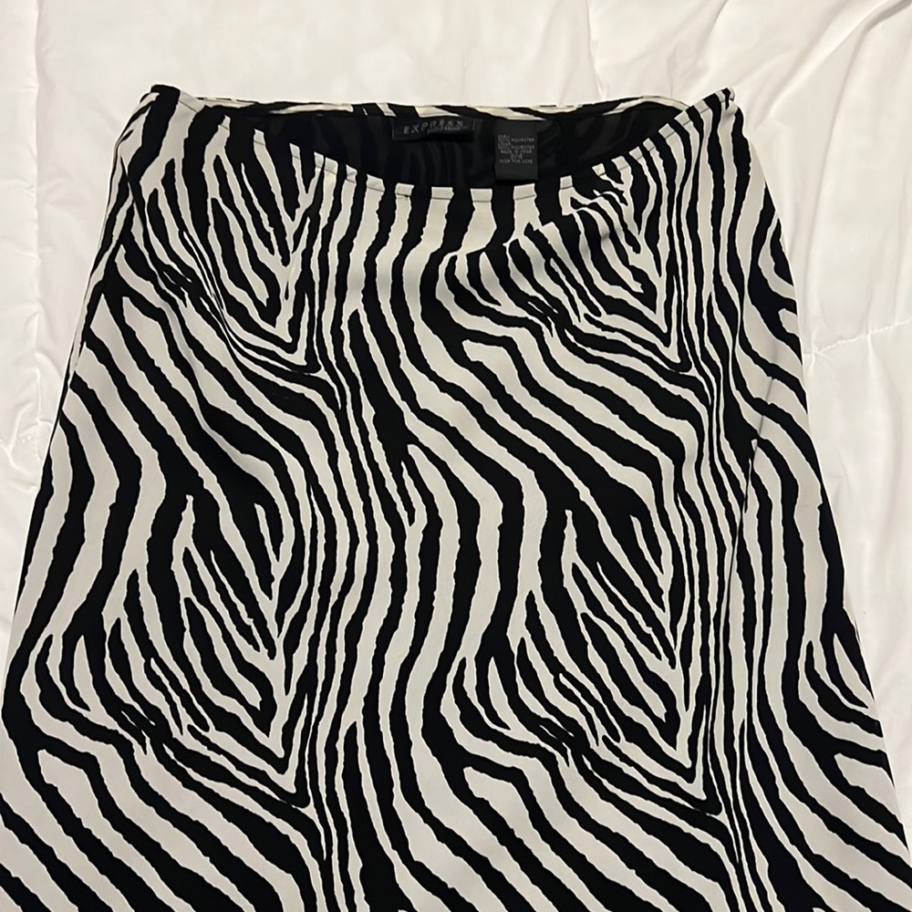 Express Zebra Print Midi Skirt